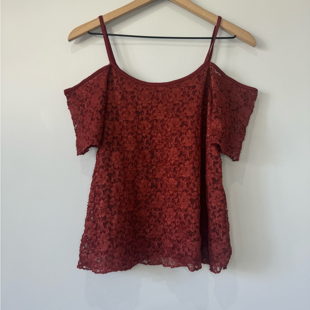 Gina Tricot NWT Saga Rust Lace off the shoulder Top small